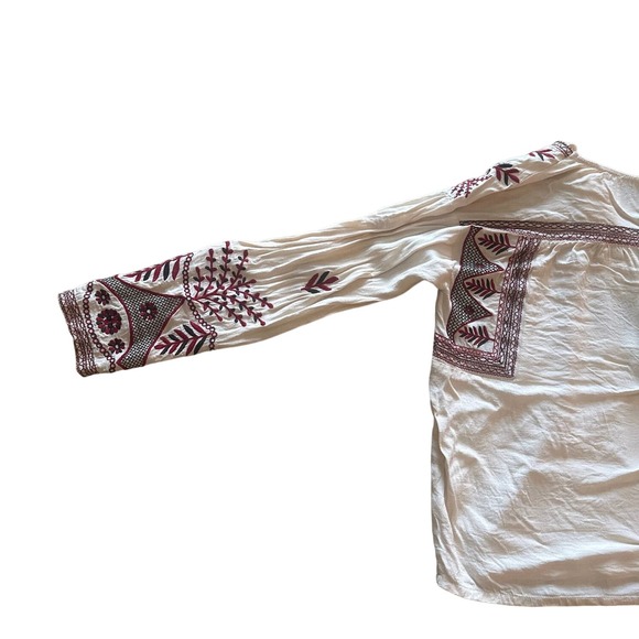 Women S MISA Los Angeles Luna Embroidered Blouse Shirt Top Popover Long Slv Boho - Picture 5 of 5